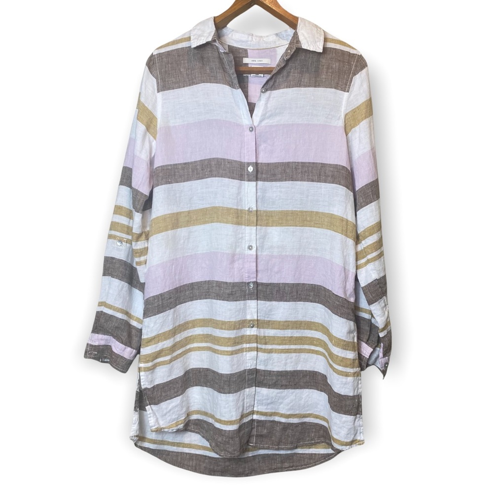 Rachel Zoe Striped Tunic Top Small 100% Linen